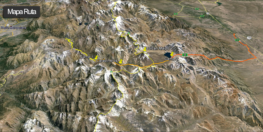 Mapa Ruta Volcan Maipo